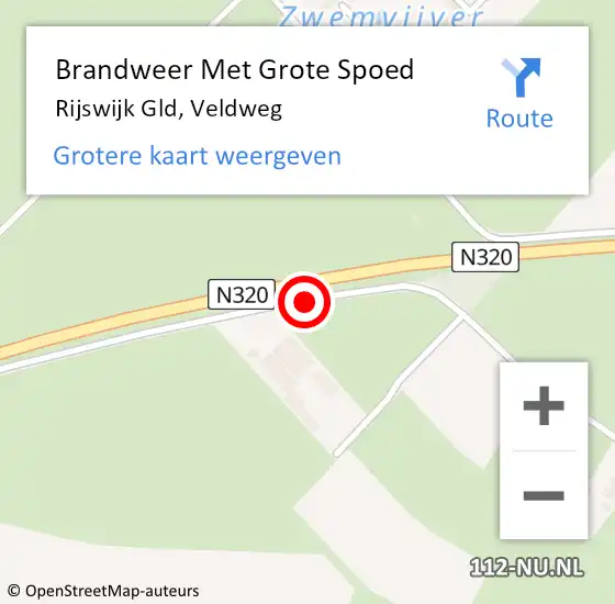 Locatie op kaart van de 112 melding: Brandweer Met Grote Spoed Naar Rijswijk Gld, Veldweg op 30 september 2018 10:04