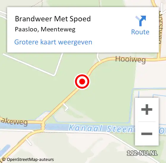 Locatie op kaart van de 112 melding: Brandweer Met Spoed Naar Paasloo, Meenteweg op 30 september 2018 11:08