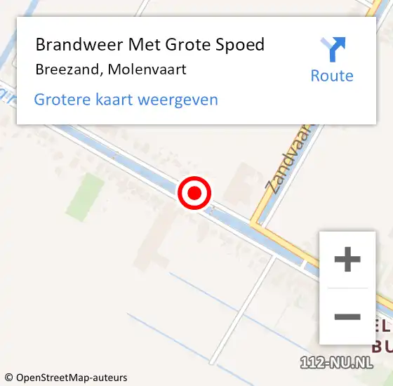 Locatie op kaart van de 112 melding: Brandweer Met Grote Spoed Naar Breezand, Molenvaart op 30 september 2018 11:22