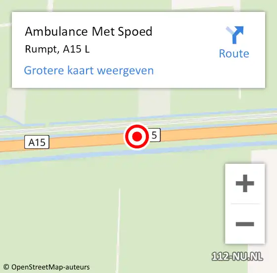 Locatie op kaart van de 112 melding: Ambulance Met Spoed Naar Rumpt, A15 L op 30 september 2018 11:52