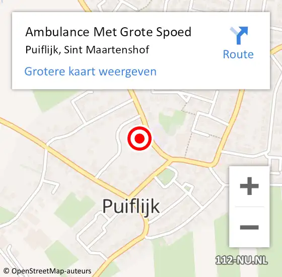 Locatie op kaart van de 112 melding: Ambulance Met Grote Spoed Naar Puiflijk, Sint Maartenshof op 30 september 2018 13:10