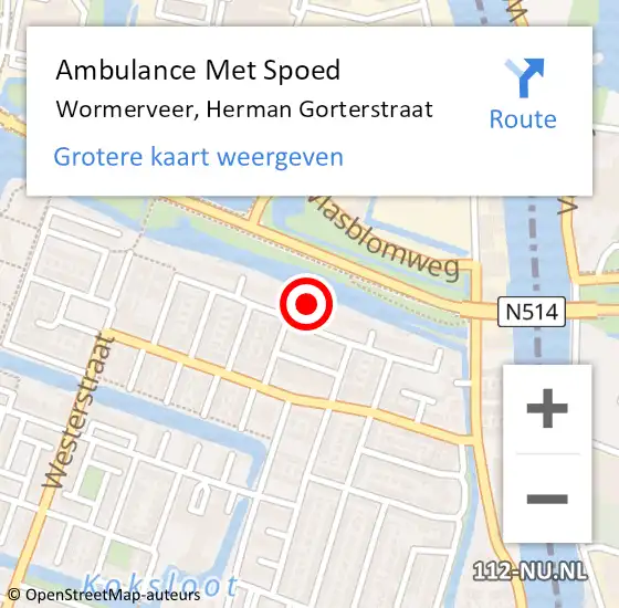 Locatie op kaart van de 112 melding: Ambulance Met Spoed Naar Wormerveer, Herman Gorterstraat op 30 september 2018 13:19