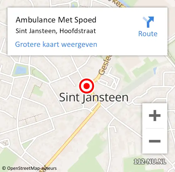 Locatie op kaart van de 112 melding: Ambulance Met Spoed Naar Sint Jansteen, Hoofdstraat op 30 september 2018 13:39