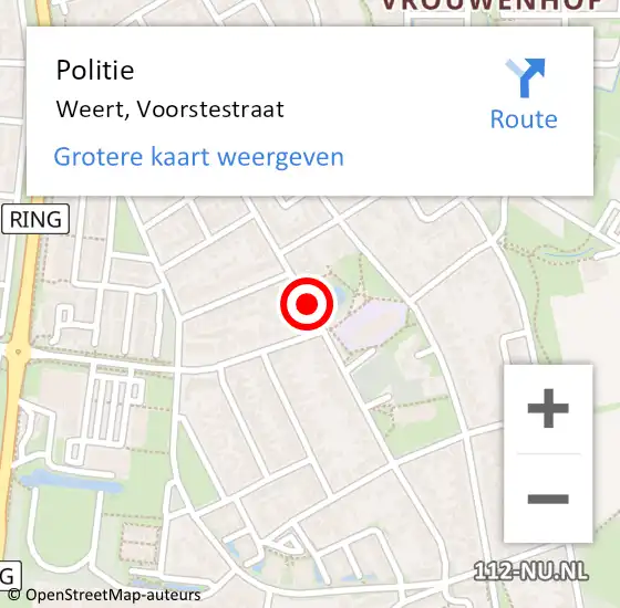 Locatie op kaart van de 112 melding: Politie Weert, Voorstestraat op 30 september 2018 14:25