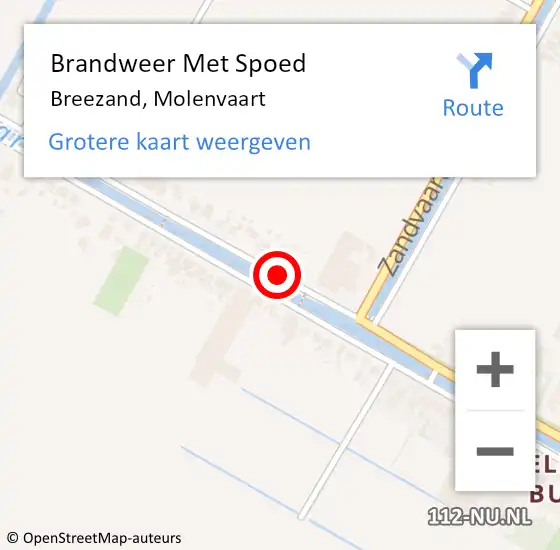 Locatie op kaart van de 112 melding: Brandweer Met Spoed Naar Breezand, Molenvaart op 30 september 2018 15:03