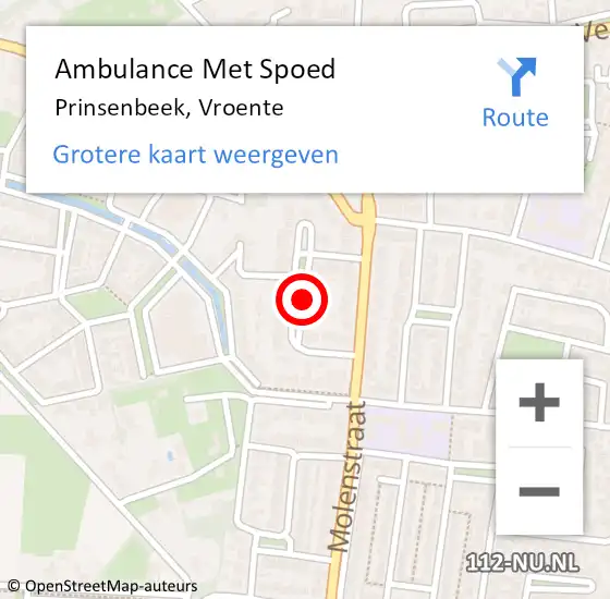 Locatie op kaart van de 112 melding: Ambulance Met Spoed Naar Prinsenbeek, Vroente op 30 september 2018 15:19