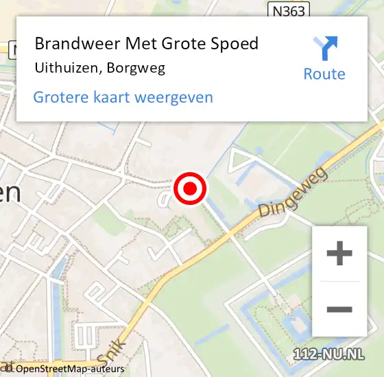 Locatie op kaart van de 112 melding: Brandweer Met Grote Spoed Naar Uithuizen, Borgweg op 30 september 2018 16:33