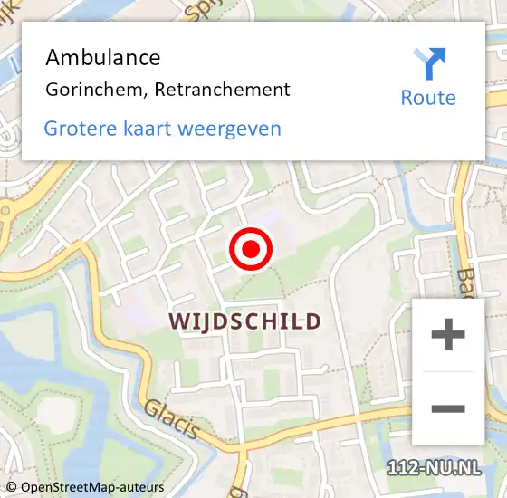 Locatie op kaart van de 112 melding: Ambulance Gorinchem, Retranchement op 30 september 2018 16:43