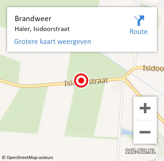 Locatie op kaart van de 112 melding: Brandweer Haler, Isidoorstraat op 30 september 2018 17:00