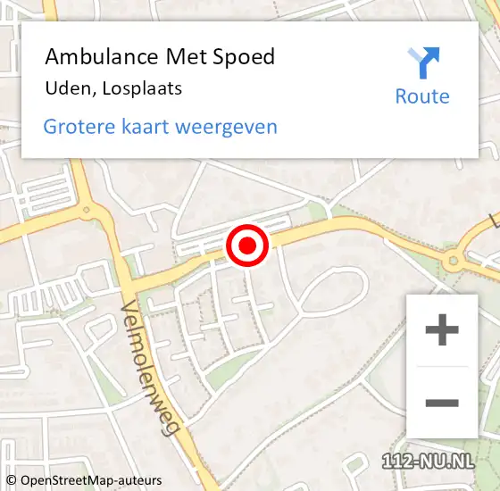 Locatie op kaart van de 112 melding: Ambulance Met Spoed Naar Uden, Losplaats op 30 september 2018 17:10