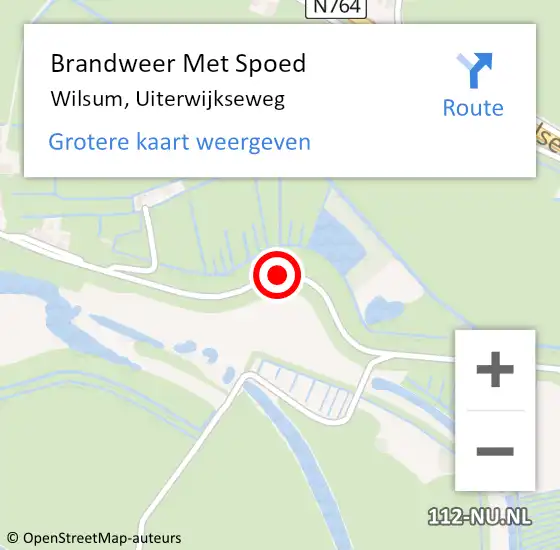 Locatie op kaart van de 112 melding: Brandweer Met Spoed Naar Wilsum, Uiterwijkseweg op 30 september 2018 17:12