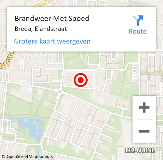 Locatie op kaart van de 112 melding: Brandweer Met Spoed Naar Breda, Elandstraat op 30 september 2018 17:18