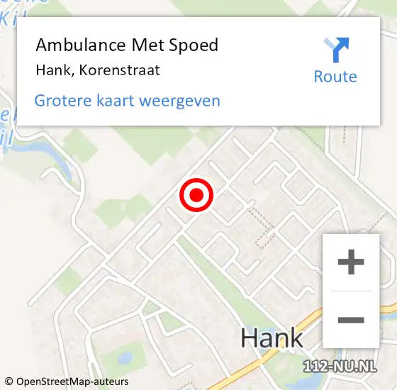 Locatie op kaart van de 112 melding: Ambulance Met Spoed Naar Hank, Korenstraat op 30 september 2018 17:25