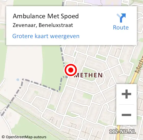 Locatie op kaart van de 112 melding: Ambulance Met Spoed Naar Zevenaar, Beneluxstraat op 30 september 2018 17:29