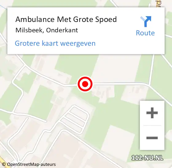 Locatie op kaart van de 112 melding: Ambulance Met Grote Spoed Naar Milsbeek, Onderkant op 30 september 2018 17:39