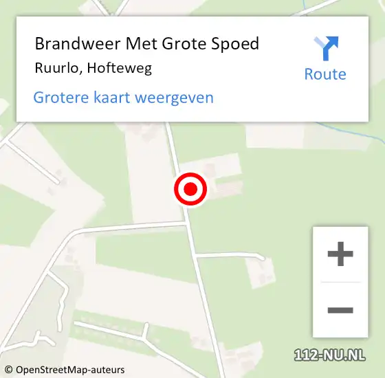 Locatie op kaart van de 112 melding: Brandweer Met Grote Spoed Naar Ruurlo, Hofteweg op 10 maart 2014 14:37