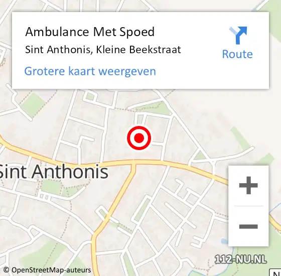 Locatie op kaart van de 112 melding: Ambulance Met Spoed Naar Sint Anthonis, Kleine Beekstraat op 30 september 2018 18:02