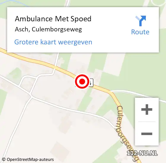 Locatie op kaart van de 112 melding: Ambulance Met Spoed Naar Asch, Culemborgseweg op 30 september 2018 18:25