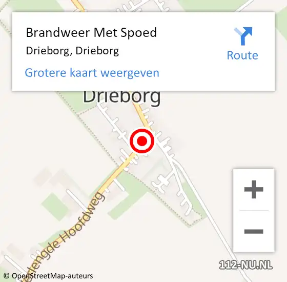 Locatie op kaart van de 112 melding: Brandweer Met Spoed Naar Drieborg, Drieborg op 30 september 2018 18:25