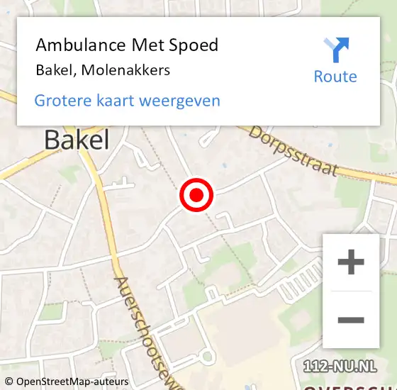Locatie op kaart van de 112 melding: Ambulance Met Spoed Naar Bakel, Molenakkers op 30 september 2018 19:33