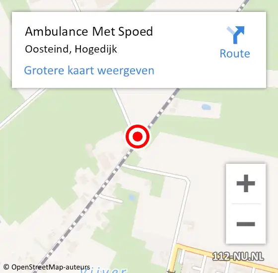 Locatie op kaart van de 112 melding: Ambulance Met Spoed Naar Oosteind, Hogedijk op 30 september 2018 19:56