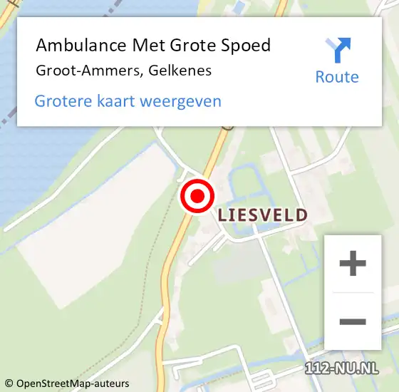 Locatie op kaart van de 112 melding: Ambulance Met Grote Spoed Naar Groot-Ammers, Gelkenes op 30 september 2018 20:50