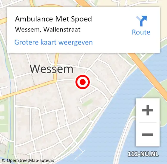 Locatie op kaart van de 112 melding: Ambulance Met Spoed Naar Wessem, Wallenstraat op 30 september 2018 21:00