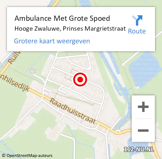 Locatie op kaart van de 112 melding: Ambulance Met Grote Spoed Naar Hooge Zwaluwe, Prinses Margrietstraat op 30 september 2018 22:10