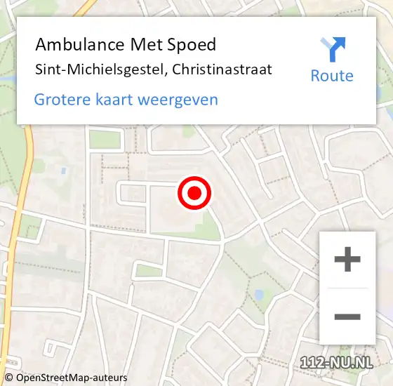 Locatie op kaart van de 112 melding: Ambulance Met Spoed Naar Sint-Michielsgestel, Christinastraat op 30 september 2018 22:52