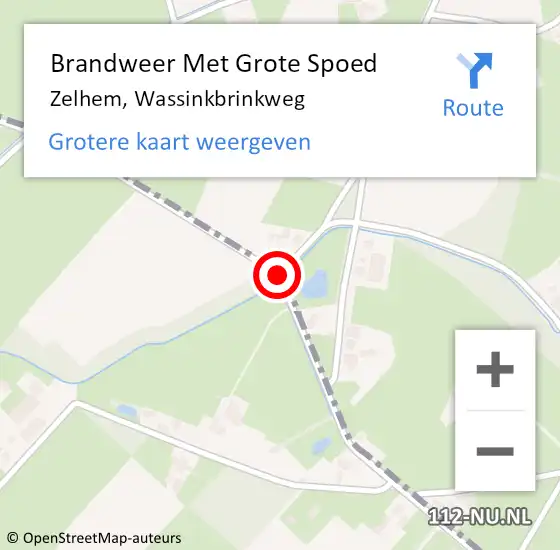 Locatie op kaart van de 112 melding: Brandweer Met Grote Spoed Naar Zelhem, Wassinkbrinkweg op 1 oktober 2018 01:01