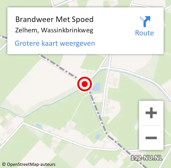 Locatie op kaart van de 112 melding: Brandweer Met Spoed Naar Zelhem, Wassinkbrinkweg op 1 oktober 2018 03:35