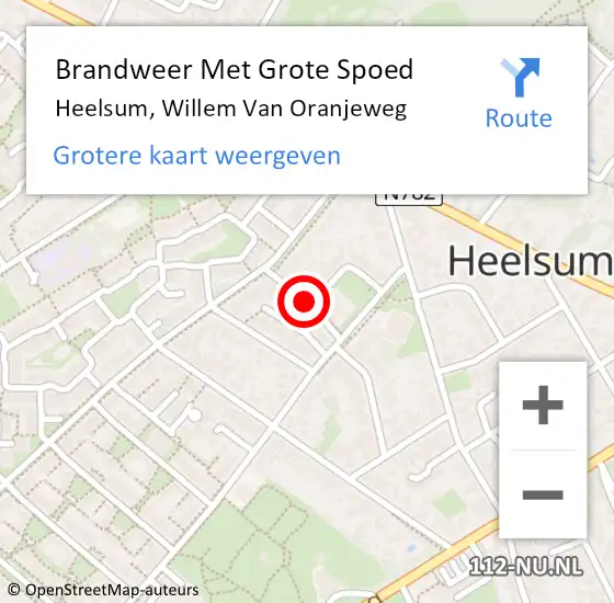 Locatie op kaart van de 112 melding: Brandweer Met Grote Spoed Naar Heelsum, Willem Van Oranjeweg op 1 oktober 2018 07:20