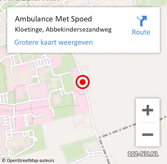 Locatie op kaart van de 112 melding: Ambulance Met Spoed Naar Kloetinge, Abbekindersezandweg op 1 oktober 2018 08:03