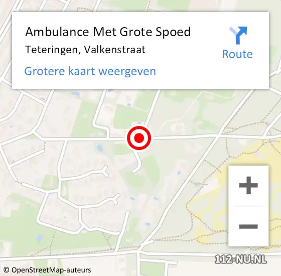 Locatie op kaart van de 112 melding: Ambulance Met Grote Spoed Naar Teteringen, Valkenstraat op 1 oktober 2018 08:52