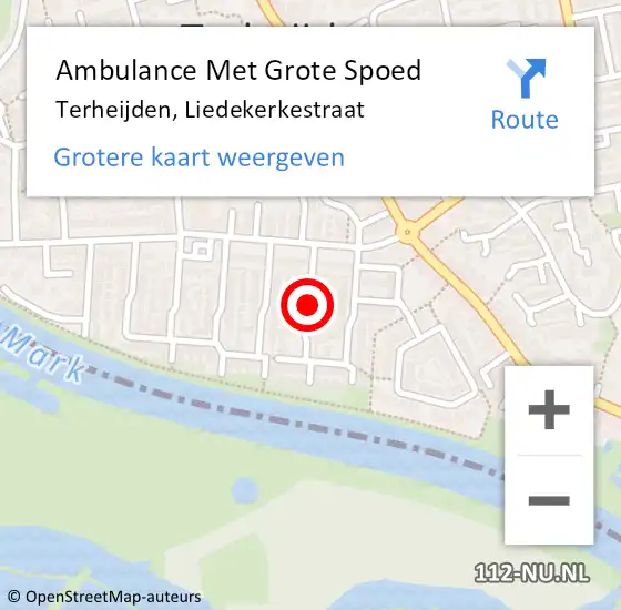 Locatie op kaart van de 112 melding: Ambulance Met Grote Spoed Naar Terheijden, Liedekerkestraat op 1 oktober 2018 09:49