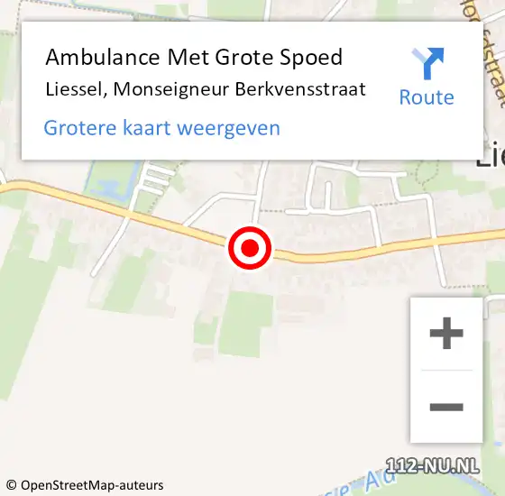 Locatie op kaart van de 112 melding: Ambulance Met Grote Spoed Naar Liessel, Monseigneur Berkvensstraat op 1 oktober 2018 10:29