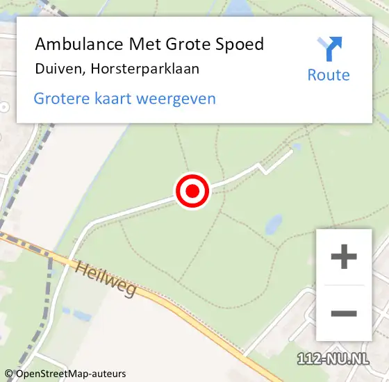 Locatie op kaart van de 112 melding: Ambulance Met Grote Spoed Naar Duiven, Horsterparklaan op 1 oktober 2018 10:47