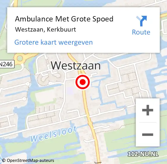 Locatie op kaart van de 112 melding: Ambulance Met Grote Spoed Naar Westzaan, Kerkbuurt op 1 oktober 2018 11:09