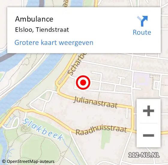 Locatie op kaart van de 112 melding: Ambulance Elsloo, Tiendstraat op 10 maart 2014 15:10