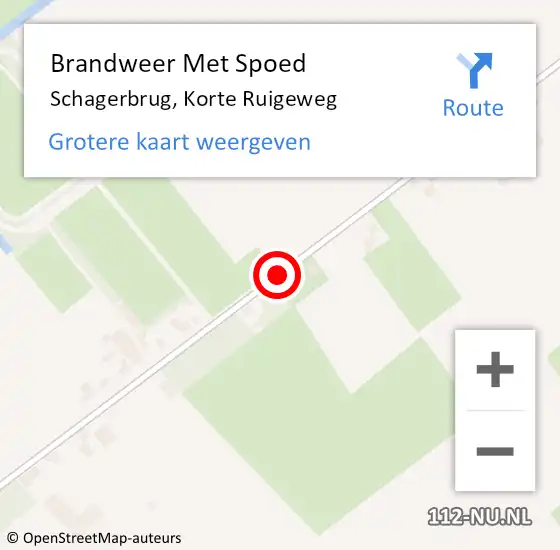 Locatie op kaart van de 112 melding: Brandweer Met Spoed Naar Schagerbrug, Korte Ruigeweg op 1 oktober 2018 11:18