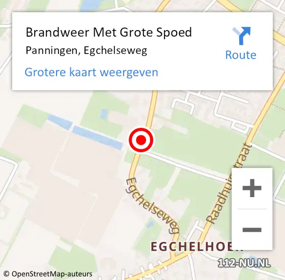 Locatie op kaart van de 112 melding: Brandweer Met Grote Spoed Naar Panningen, Egchelseweg op 1 oktober 2018 11:20
