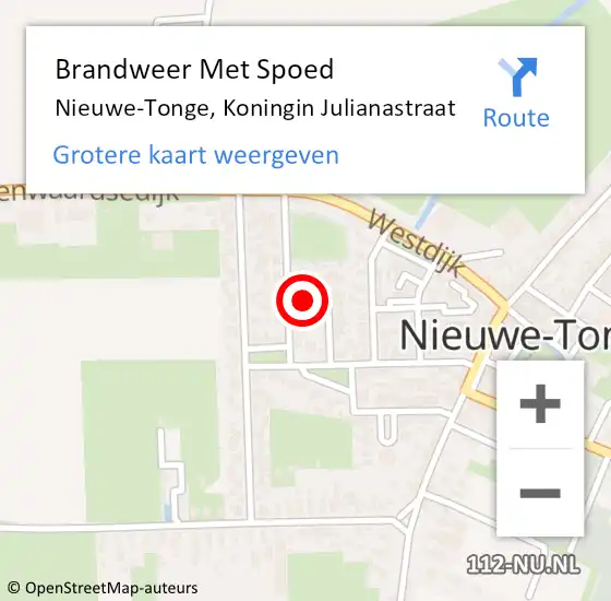 Locatie op kaart van de 112 melding: Brandweer Met Spoed Naar Nieuwe-Tonge, Koningin Julianastraat op 1 oktober 2018 11:54