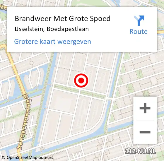 Locatie op kaart van de 112 melding: Brandweer Met Grote Spoed Naar IJsselstein, Boedapestlaan op 1 oktober 2018 12:06