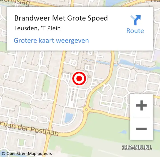 Locatie op kaart van de 112 melding: Brandweer Met Grote Spoed Naar Leusden, 'T Plein op 1 oktober 2018 12:34