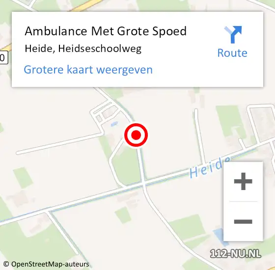 Locatie op kaart van de 112 melding: Ambulance Met Grote Spoed Naar Heide, Heidseschoolweg op 1 oktober 2018 12:38