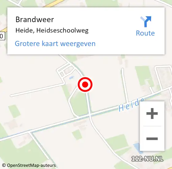 Locatie op kaart van de 112 melding: Brandweer Heide, Heidseschoolweg op 1 oktober 2018 12:38