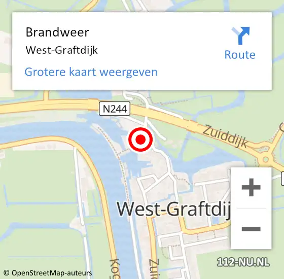 Locatie op kaart van de 112 melding: Brandweer West-Graftdijk op 1 oktober 2018 12:39