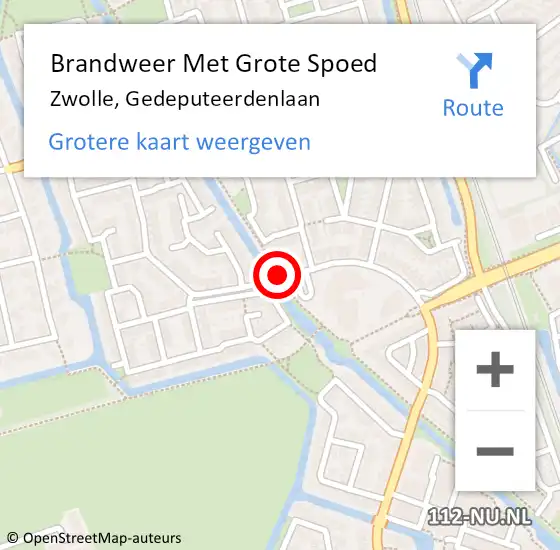 Locatie op kaart van de 112 melding: Brandweer Met Grote Spoed Naar Zwolle, Gedeputeerdenlaan op 1 oktober 2018 12:44