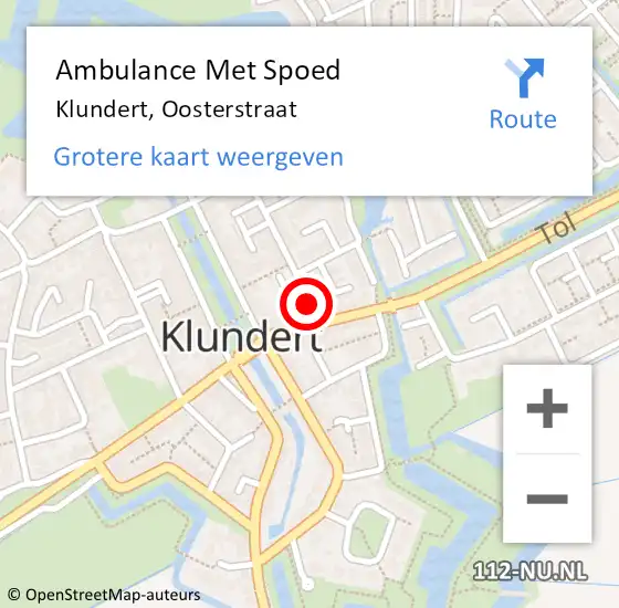 Locatie op kaart van de 112 melding: Ambulance Met Spoed Naar Klundert, Oosterstraat op 1 oktober 2018 12:53