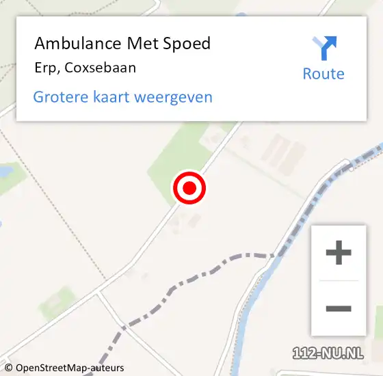 Locatie op kaart van de 112 melding: Ambulance Met Spoed Naar Erp, Coxsebaan op 1 oktober 2018 12:57